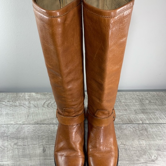 Frye #76849 Women's Phillip Harness Tall Back Zip Leather Riding Boots Size 7 - Picture 4 of 10